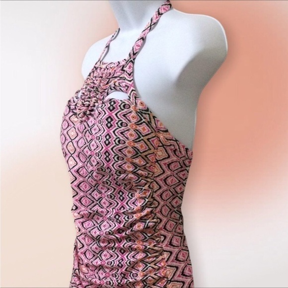 Island Escape Shirred Pink Rinconi Tankini Top Size 6 - Picture 3 of 11